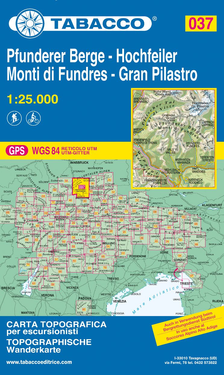 TABACCO 37. Monti di Fundres, Gran Pilastro / Pfunderer Berge, Hochfeiler