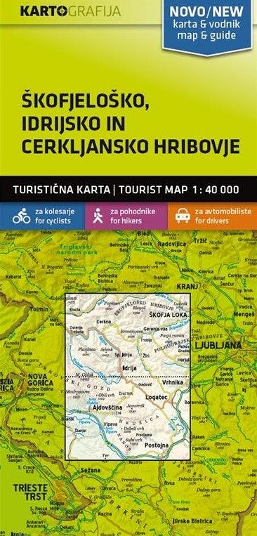 Škofjeloško, Idrijsko in Cerkljansko hribovje 1:40.000, turistična karta z vodnikom