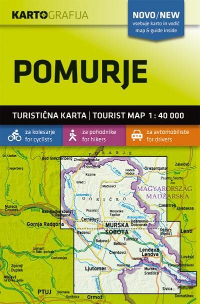 Pomurje 1:40.000, turistična karta z vodnikom