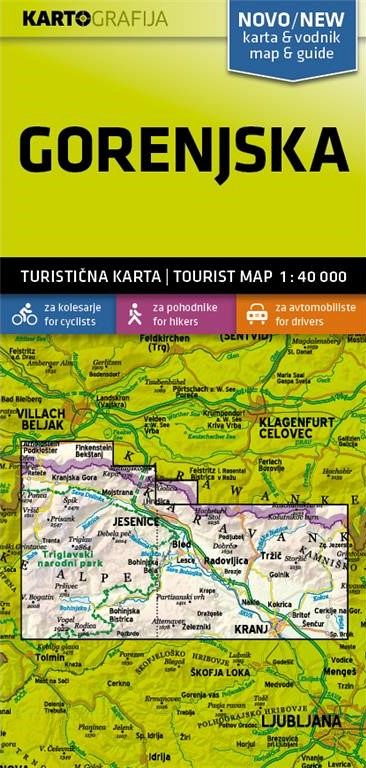 Gorenjska 1:40.000, turistična karta z vodnikom