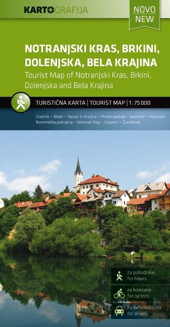 Notranjski Kras, Brkini, Dolenjska, Bela Krajina, mappa turistica