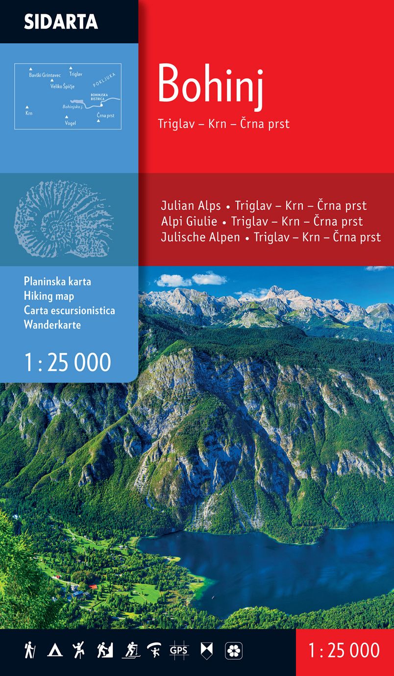 Bohinj, Triglav, Krn, Črna prst 1:25.000, planinska karta