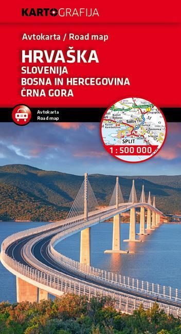 Hrvaška, Slovenija, Bosna in Hercegovina, avtokarta