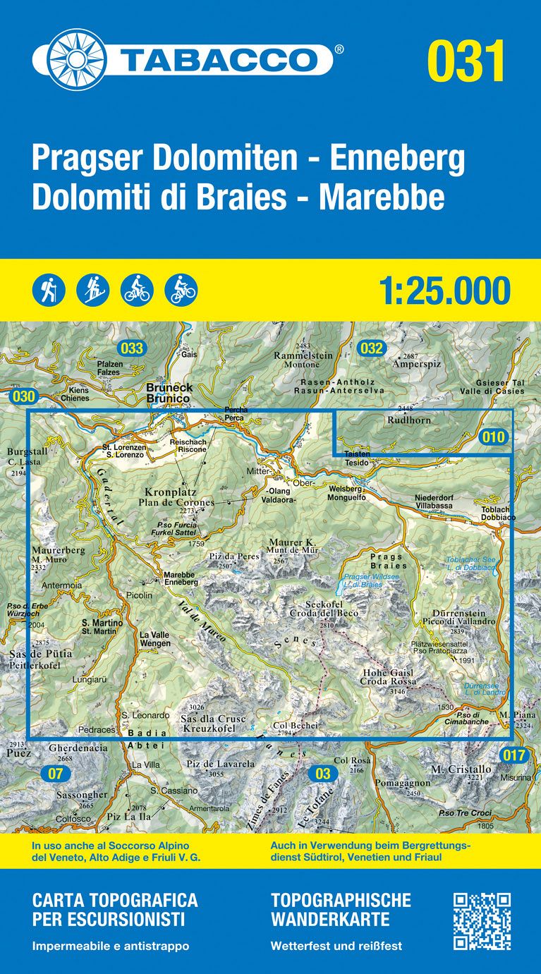 TABACCO 31. Dolomiti di Braies, Marebbe / Pragser Dolomiten, Enneberg