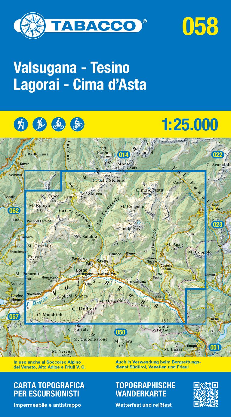 TABACCO 58. Valsugana, Tesino, Lagorai, Cima d’Asta