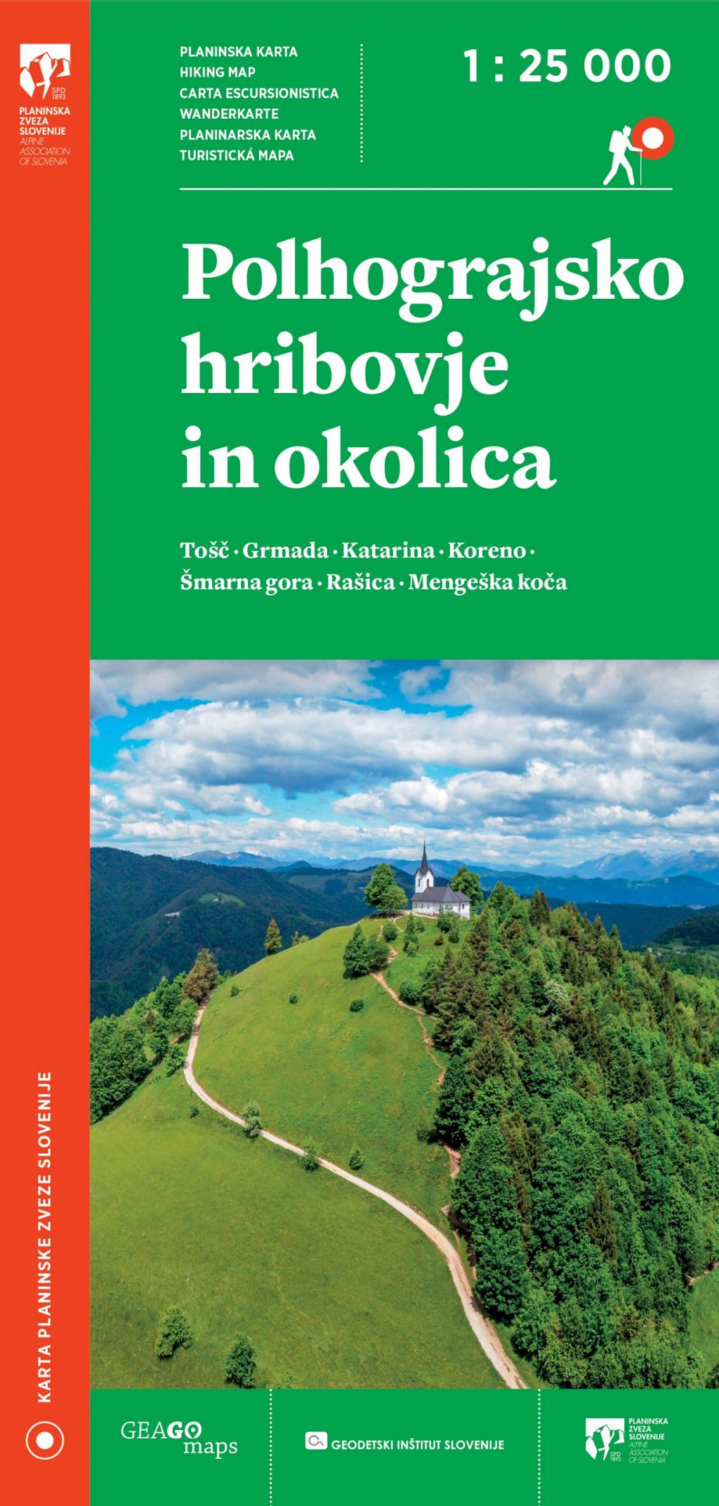Polhograjsko hribovje in okolica, planinska karta