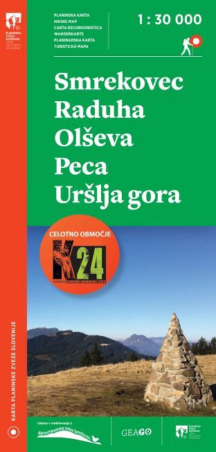 Smrekovec, Raduha, Olševa, Peca, Uršlja gora, planinska karta