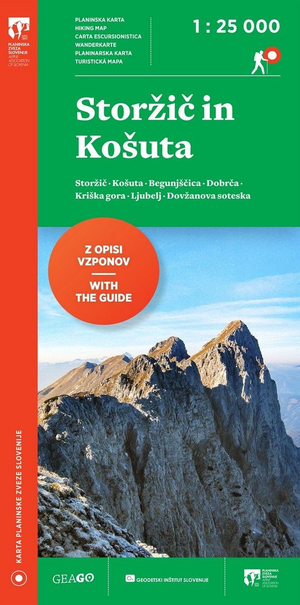 Storžič in Košuta, planinska karta