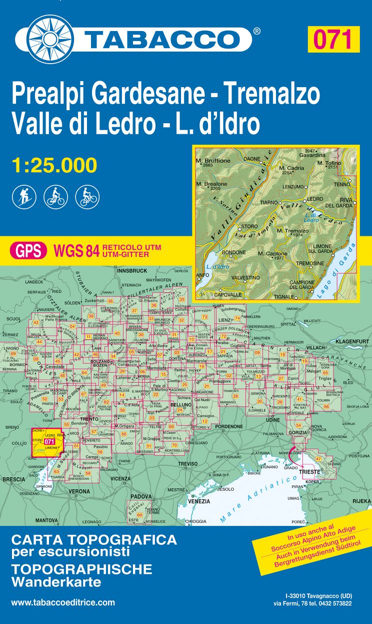 TABACCO 71. Prealpi Gardesane, Tremalzo, Valle di Ledro, L. d’Idro