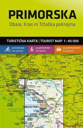 Primorska – Obala, Kras in Tržaška pokrajina 1:40.000, turistična karta z vodnikom