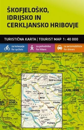 Škofjeloško, Idrijsko in Cerkljansko hribovje 1:40.000, turistična karta z vodnikom