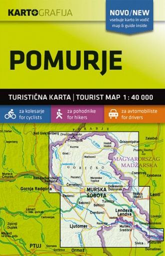 Pomurje 1:40.000, turistična karta z vodnikom