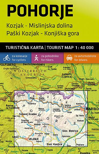 Pohorje – Kozjak, Mislinjska dolina, Paški Kozjak, Konjška gora 1:40.000, turistična karta z vodnikom