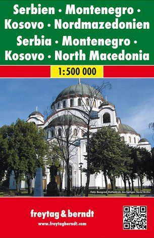 Srbija, Črnagora, Kosovo, severna Makedonija, avtokarta