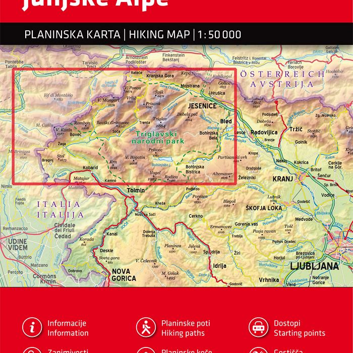 Julijske Alpe 1:50.000, planinska karta