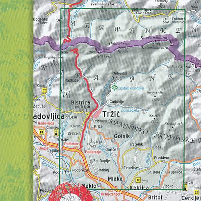 Storžič, Košuta 1:25.000, planinska karta