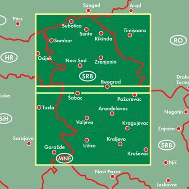 Serbia del Nord 1:200.000, carta stradale