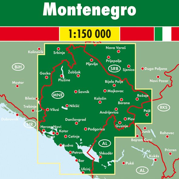 Montenegro 1:150.000, carta stradale+turistica