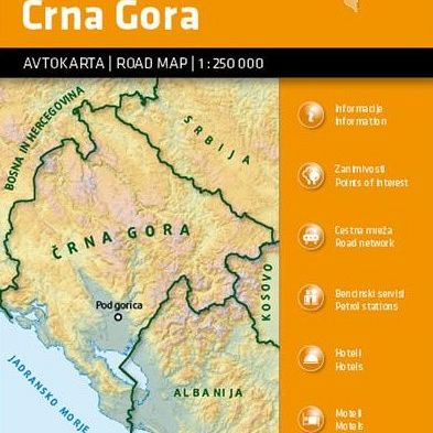 Črna Gora 1:250.000, avtokarta