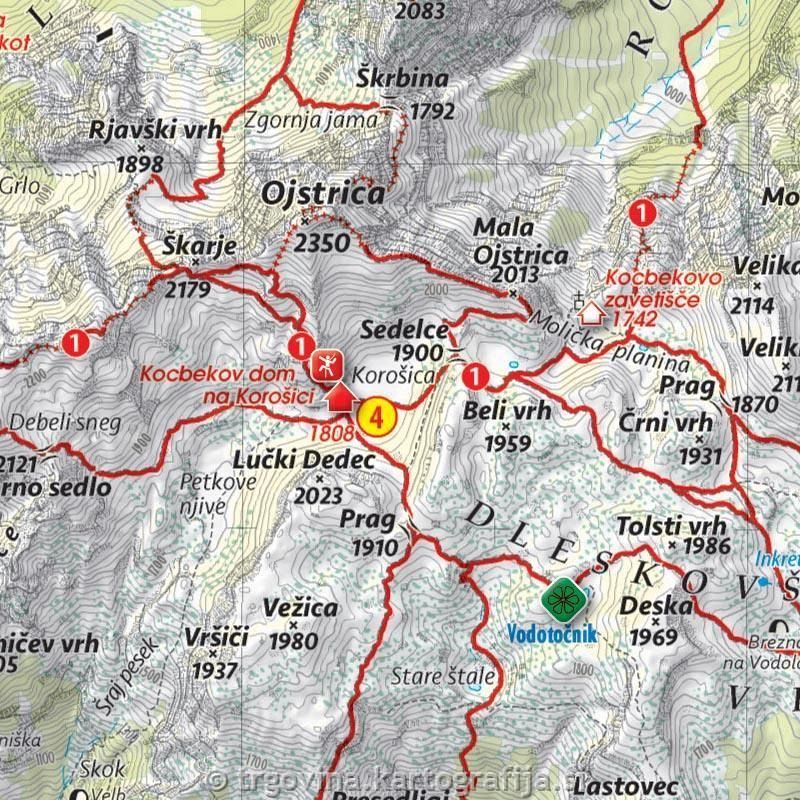 Kamniško-Savinjske Alpe, mappa escursionistica
