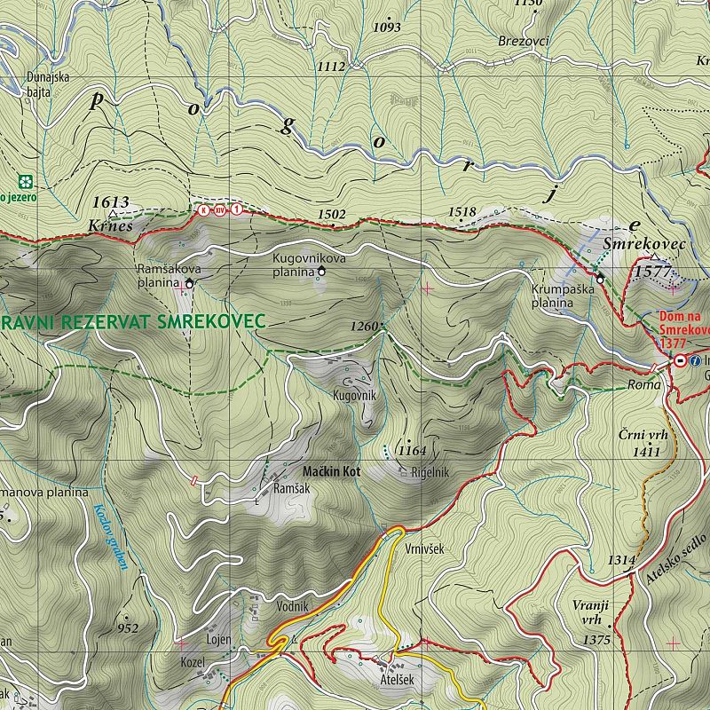Smrekovec, Raduha, Olševa, Peca, Uršlja gora, planinska karta