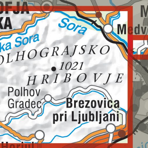 Polhograjsko hribovje in okolica, planinska karta