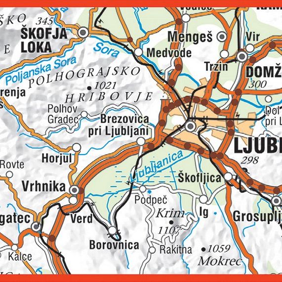 Ljubljana in okolica, planinska karta