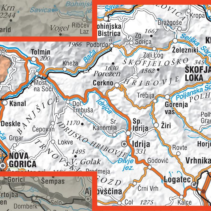 Škofjeloško, Cerkljansko in Idrijsko hribovje, planinska karta